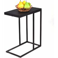 Goplus Table d'Appoint Bout de Canape pour Salon/Chambre/Bureau Table Basse en Forme de C avec Cadre Metallique,Montage Facile-48x25x58,5-Noir