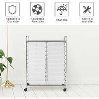 Chariot De Rangement GOPLUS 3 Niveaux Avec Paniers Ciselés - 4 Roulettes Dont 2 Freinées - Capacité 20kg/panier - Blanc 42x35x87cm