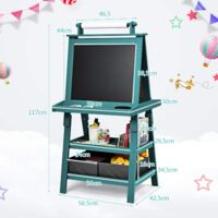 Chevalet Double Face Pour Enfants - Tableau Noir Et Blanc Magnétique En Bois Avec Rangement - Pliable, 39x59 Cm Par Face