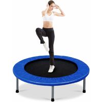 GOPLUS Mini Trampoline Fitness Pliable, Trampoline de Sport Silencieux pour Interieur et Exterieur avec Tapis de Securite, Charge Max 100KG, pour Adultes et Enfants