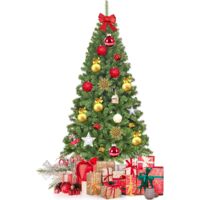 GOPLUS Sapin de Noel Artificiel,1346 Branches en Forme d’Epicea, Aiguilles en PVC,Systeme Parapluie, Arbre de Noel pour Decoration dans Maison, Entreprise, Centre Commercial,Vert (230 cm)