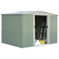 Goplus – Abri de jardin métal 5,27m² – Acier galvanisé résistant – Portes coulissantes – Toit traditionnel – Aérations pour circulation d'air