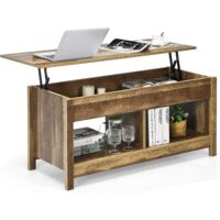 Goplus – Table basse relevable moderne – Mécanisme de levage métal – Compartiment de rangement caché – Hauteur réglable 50-62,5 cm – Style minimaliste