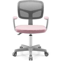 GOPLUS Chaise de Bureau pour Enfant, Chaise d’Etude avec Dossier Ergonomique et Siege Pivotant a 360°, Hauteur Reglable, pour Chambre d’Enfant, Capacite de Charge Max 150 Kg, Rose