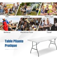Table Pliante Extérieur GOPLUS 122 X 74 Cm - Hauteur Réglable, Pieds Métal, Idéale Pour Camping, Pique-nique, Jardin