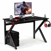 GOPLUS Bureau Gaming,Bureau de Jeu,Bureau Gamer, Bureau d'Ordinateur,Bureau Gaming Table de Jeu pour Gamer,avec Porte-Gobelet d'eau et Support de Manette de Jeu,Cadre en Forme de K