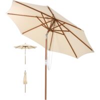 GOPLUS Ø2,7Mx H2,48M Parasol Deporte 8 Baleines en Bois avec Manivelle, Poteau de Parapluie Inclinable, pour Pare-Soleil de Plusieurs Angles, pour Balcon Plage Jardin