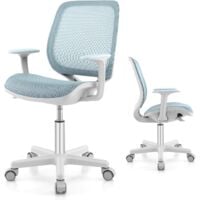 GOPLUS Chaise de Bureau pour Enfant, Chaise d’étude avec Dossier Ergonomique et Siège Pivotant à 360°, Hauteur Réglable, pour Chambre d’Enfant, Capacité de Charge Max 150 Kg (Bleu)