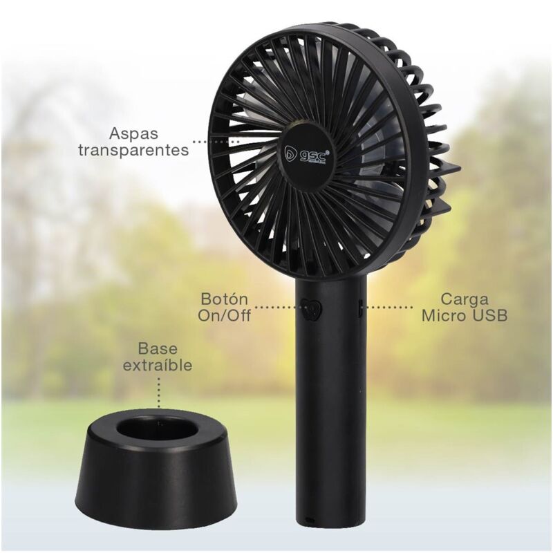 Mini ventilatore portatile, ventilatore da tavolo portatile USB ricaricabile e pieghevole, 3 velocità con power bank, blu | Leroy Merlin