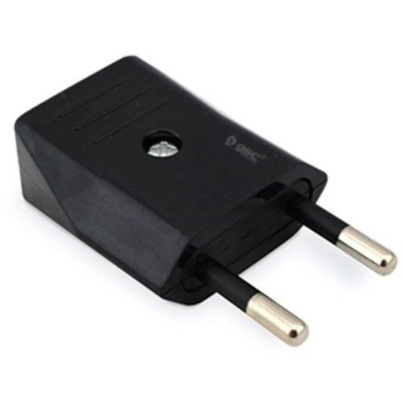 Spina bipolare europlug femmina diritta rispetto al cavo nero 250V/10A