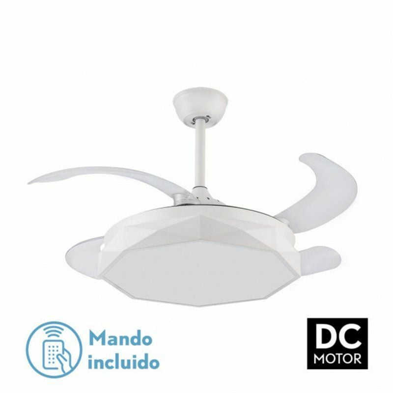 Ventilatore a Soffitto da Parete 4 Pale Ø 107 con Luce Lampadario 55-60W 3  Vel.