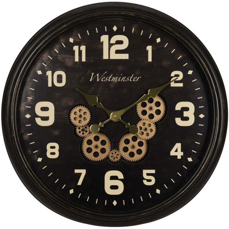 Teesa Orologio Da Parete Analogico Grande In Alluminio | 60 Cm Di Diametro Con Numeri Romani | Colore Nero, Movimento Quarzo (Batteria AA Non Inclusa)