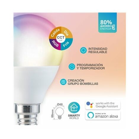 LAMPADINA SMART LED FILAMENTO A SFERA G45 4.5W E14 WIFI CCT 2700K-6500K 470  LUMEN
