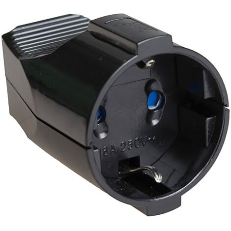 Spina Elettrica 2P+T 16A 250V Max 1500W Nero