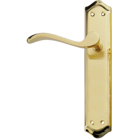 Maniglia curva in zama con placca oro opaco
