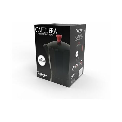 Caffettiera a induzione in alluminio nero 3 tazze