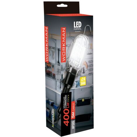 Lampada Portatile LED ZECA 330 - 230V, COB 3.5W, 360 Lumen, IP64, Con Gancio Orientabile, Per Lavori E Emergenze