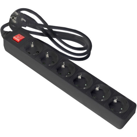 Cavo onlex interruttore t/t base nera 1,5 m 6 prese (1/2)