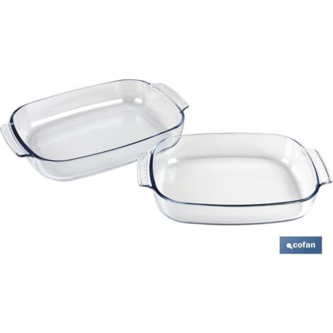 Set da 2 teglie ovali Modello Baritina  Vetro borosilicato  Capacità: 2700 ml - 3800 ml