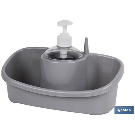 Dispenser per sapone con porta-spugna  Beige o grigio chiaro  Dimensioni: 26 x 13 x 16,5 cm