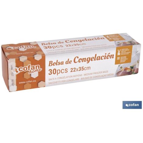 Sacchetti per congelare  Taglia media  Dimensioni: 22 x 35 cm  Confezione da 30 unità