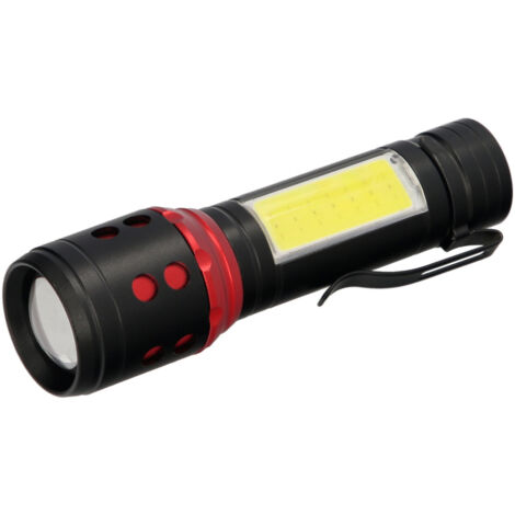poyoelf Piccola potente torcia elettrica EDC, con clip, luce bianca, rossa e blu, 1000 lm, ricaricabile tramite USB C, 6 modalità, mini flash tascabile con clip, girevole a 180°, magnete posteriore