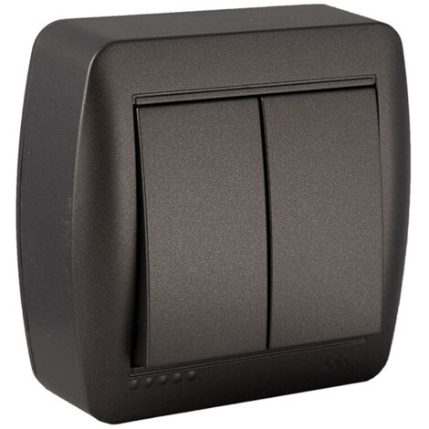 Interruttore doppio 10ax 250v. Da superficie. Serie da parete Murale Mur12ngu Solera