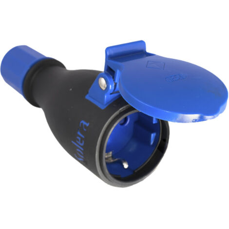 Base mobile bipolare T/T laterale fatta in gomma colori blu e nero per cavi di 3x2,5mm² di sezione con pressacavo 3680W 16