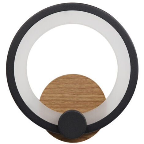 lampada da parete sydney 10w 4000k nero/legno scuro 19,5x19x 5 cm 1300lm (1/4)