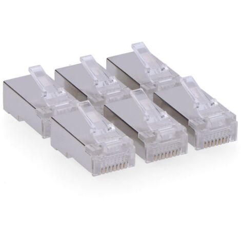 LOGILINK Connettore RJ45 maschio FTP CAT5E schermato per cavi con ingresso da Ø5,5 a Ø6,2 mm (confezione da 6 unità) (1/2)