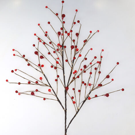 Ramo decorativo a LED di bacche rosse 0,8M luce calda (1/5)
