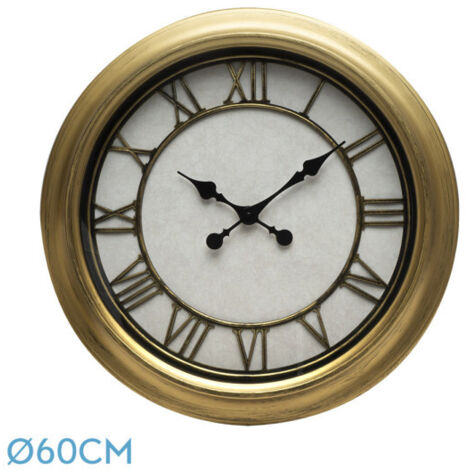 Almita Orologio da parete in oro 60d Retro Aghi industriali Numeri romani di grandi dimensioni