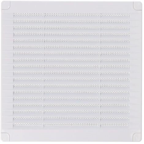 Griglia di ventilazione quadrata con tappi e zanzariera realizzata in ABS di colore bianco 20x20x0,7cm EDM