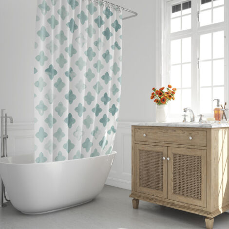 Tenda Doccia 180x200cm - Verde, Impermeabile E Lavabile - Con 12 Ganci - Foto 9