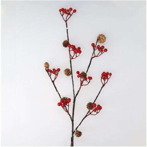 1,8 Metri Ghirlanda Natalizia con Luci,20 Luci LED, Bacche Rosse e Foglie Verdi,Ghirlanda Natalizia per Porta,Ghirlande Natalizia per Decorare il Soggiorno (Style B