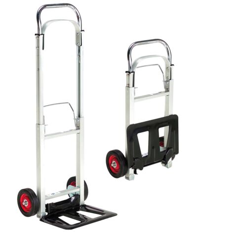 Carrello pieghevole con maniglie girevoli e manico telescopico, carrello portatile in alluminio resistente con capacità di 199,6 kg, ruote silenziose in gomma da 17,8 cm e corda elastica per lo