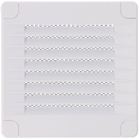 Griglia di ventilazione quadrata con tappi e zanzariera realizzata in ABS di colore bianco 10x10x0,7cm EDM