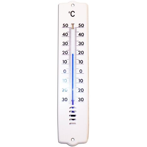 VELAMP Termometro Analogico 40cm – Plastica Resistente – Per Interni/Esterni, Giardino, Cucina – Scala Da -40 A +50°C – Bianco
