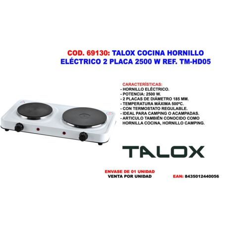 Fornello Elettrico DK 29 A 2 Piastre, 2500 W, Piastre In Ghisa Da 145 Mm (1000W) E 180 Mm (1500W), Protezione Surriscaldamento