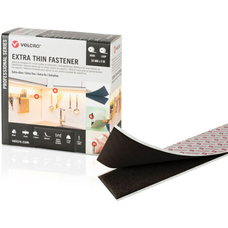 VELCRO® Nastro adesivo di chiusura extra sottile 20 mm x 5 m nero
