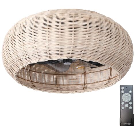 Ventilatore da soffitto "Matera" con telecomando 4xE27 (motore DC 20W 230V) effetto legno