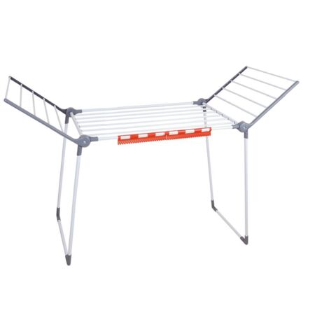 KADAX Stendibiancheria con 20 m di lunghezza asciutta, pieghevole, colore nero, stendibiancheria con ali, asciugabiancheria con ali