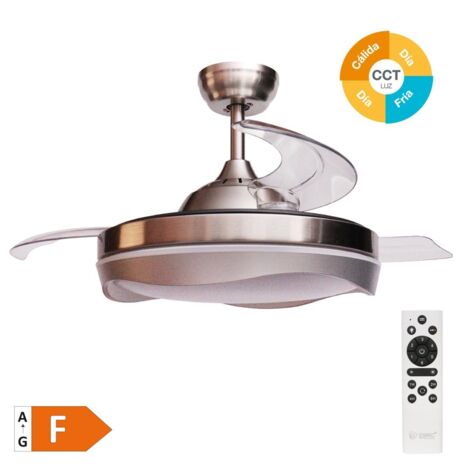 LEDKIA LIGHTING Ventilatore LED da Soffitto Leirus Nickel 132cm Motore