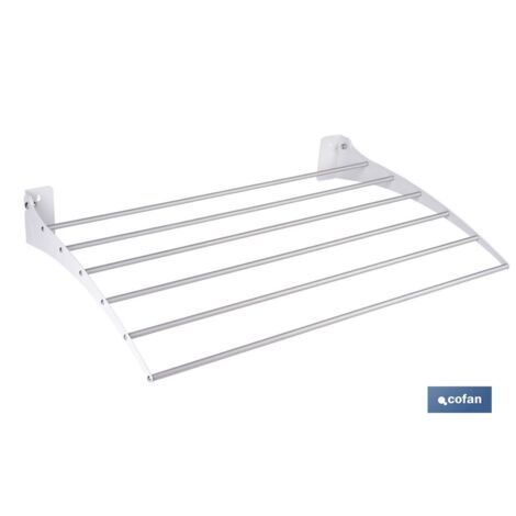 Stendibiancheria pieghevole da parete in acciaio inox e alluminio bianco