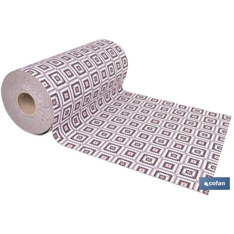 Rotolo di moquette in vinile (15 metri) largo 50 cm con motivo a quadri all'uncinetto (1/4)