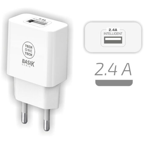 Caricabatterie BSK con ingresso USB-A (12W 2,4A 100-240V) IP20 colore bianco (1/2)