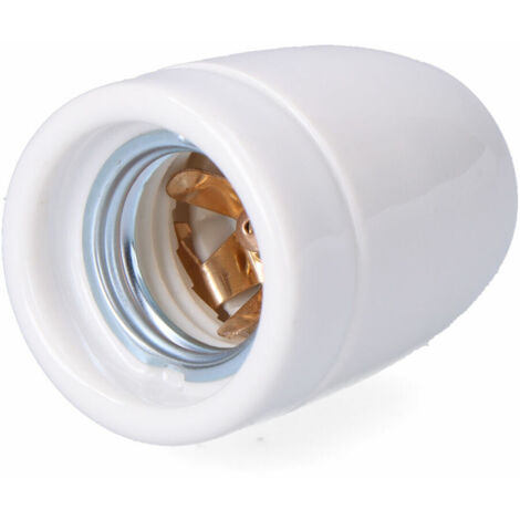 Portalampada vintage in ceramica E27, 100 W 250 V, bianco, ø47 x 59 mm (confezionato in termoretraibile)