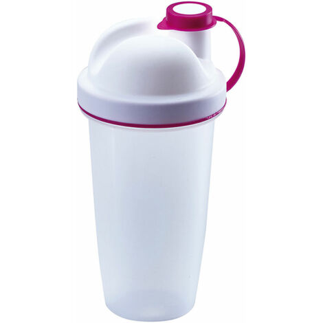 Shaker manuale per liquidi in polipropilene 8x8x19cm bianco e fucsia (500ml)