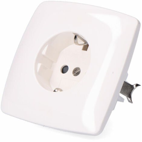 Base t/t liscia da incasso, tipo Schuko, 10/16 a 250 V, bianca (confezionata in termoretraibile) (1/2)
