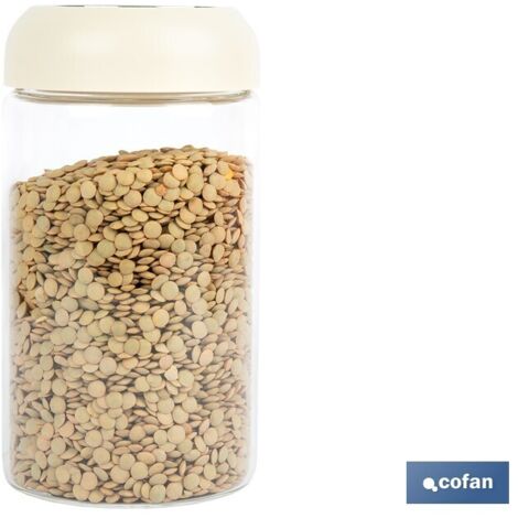 Barattolo in vetro borosilicato con coperchio beige, gamma Laurel, 1000 ml (1/4)